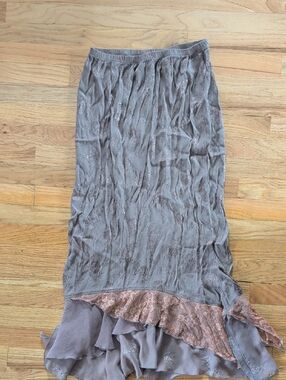 Women's Taupe Layered Ruffle Skirt